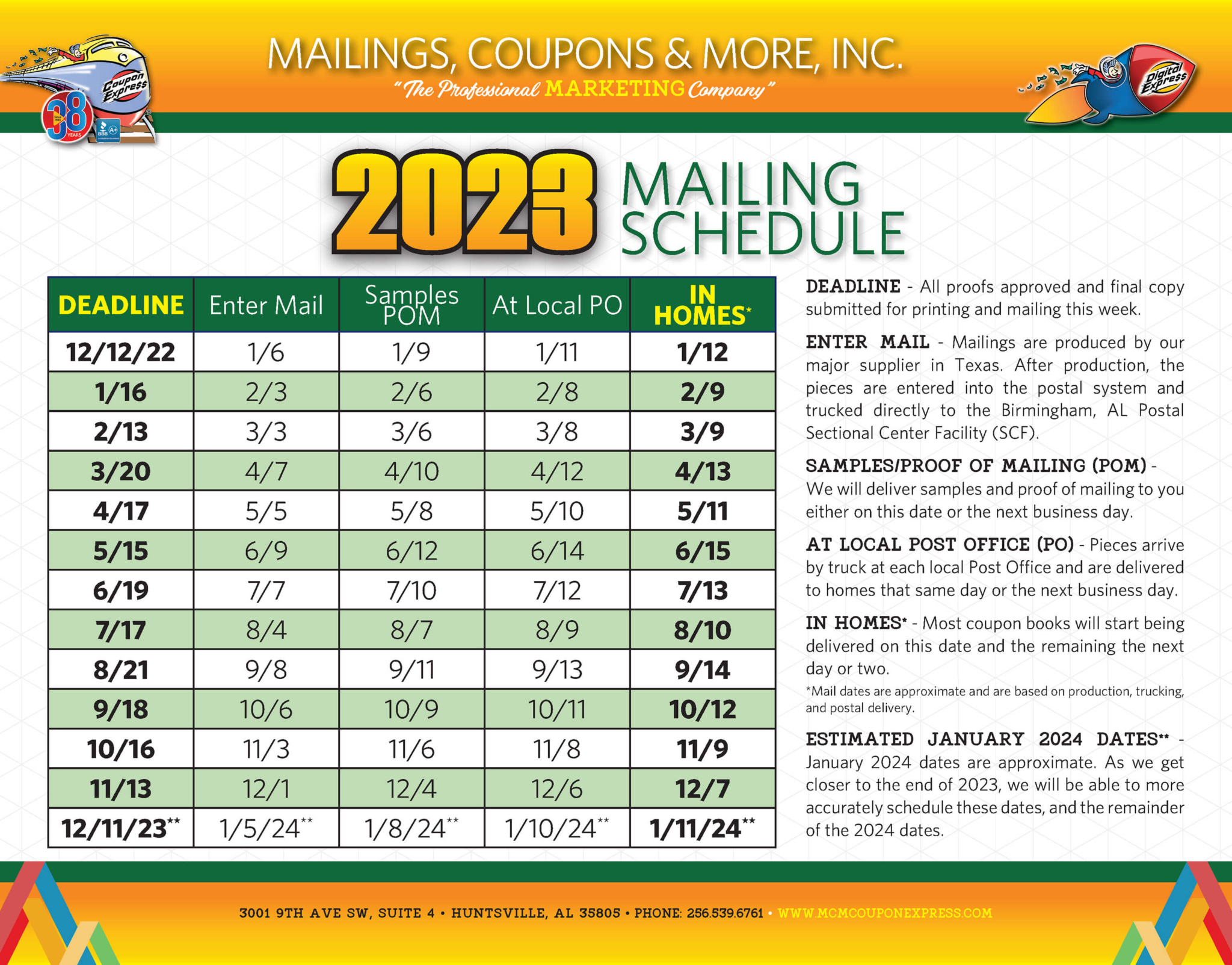 2023 mcm schedule | MCM Coupon Express
